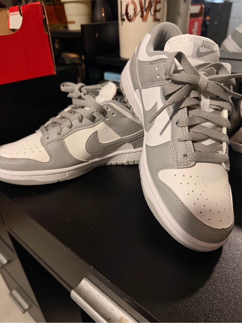 Nike women’s  White and Grey dunk low Sneakers